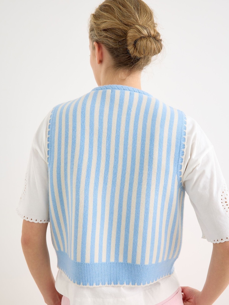 Oliver Bonas Striped Floral Embroidered Knitted Waistcoat - 圖片 2/7