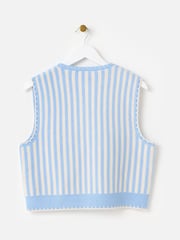 Oliver Bonas Striped Floral Embroidered Knitted Waistcoat - 圖片 4/7