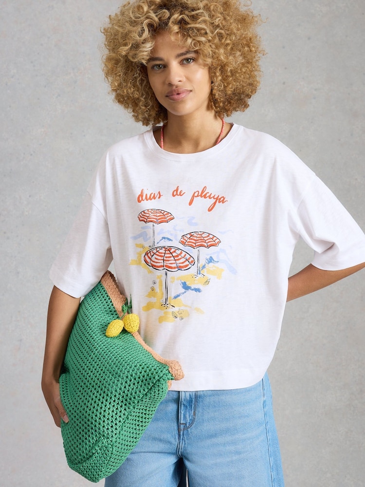 White Stuff White Katya Graphic T-Shirt - Image 1 of 6