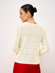 Crew Clothing Natural Lace Knit Cardigan - Image 2 of 5