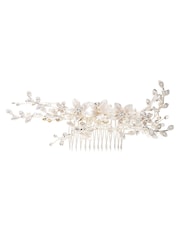 Jon Richard Silver Tone Madeline Texture Petal Maple Leaf Spray Comb - Gift Pouch - Image 1 of 2