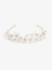 Jon Richard Gold Tone White Floral Crystal Headband - Image 1 of 3