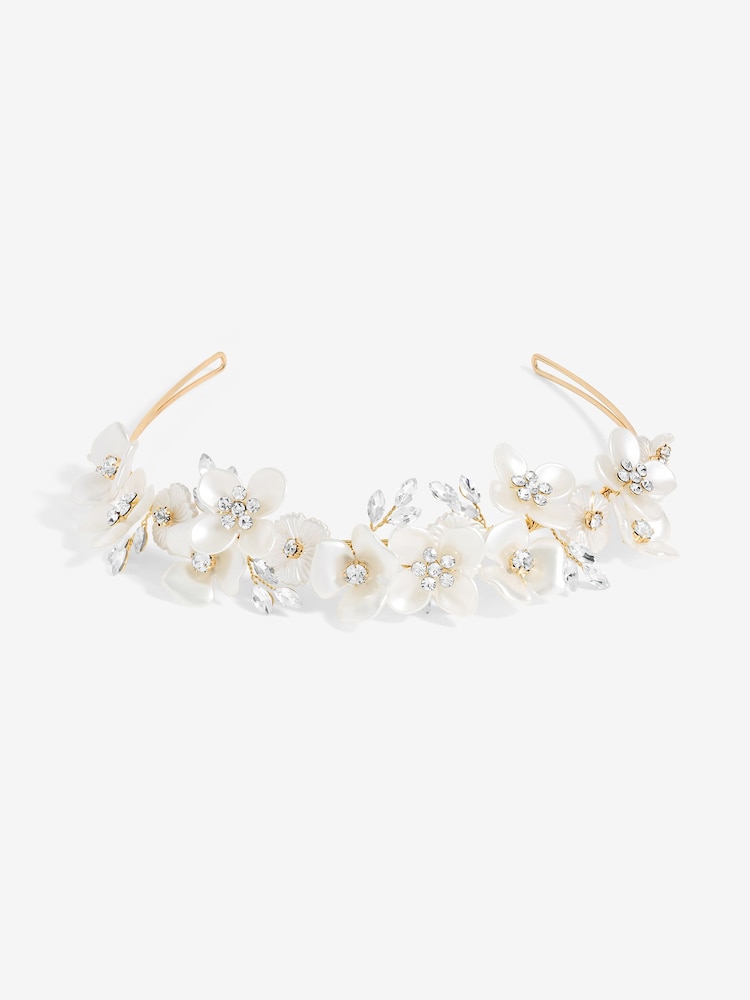 Jon Richard Gold Tone White Floral Crystal Headband - Image 1 of 3