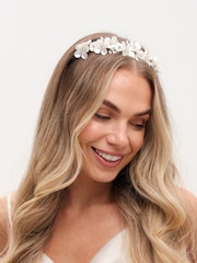 Jon Richard Gold Tone White Floral Crystal Headband - Image 3 of 3