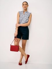 Crew Clothing Dark Blue Mila Frill Sleeve Printed Blouse - Image 3 of 5