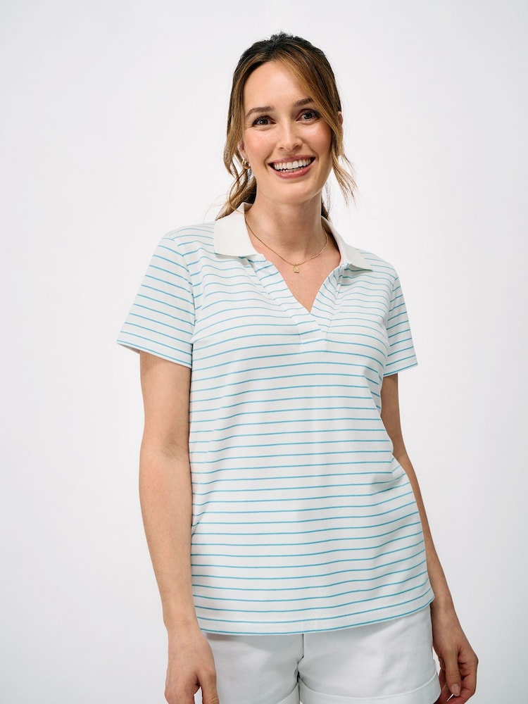 Crew Clothing Blue Modal Blend Stretch Polo Shirt - Image 1 of 5