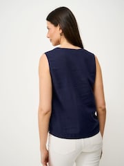Crew Clothing Blue Shelley Linen-Blend Shell Top - Image 2 of 5