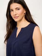 Crew Clothing Blue Shelley Linen-Blend Shell Top - Image 4 of 5