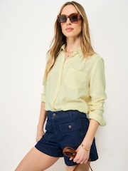 Crew Clothing Yellow Relaxed Fit Linen Blend Shirt - Image 1 of 5