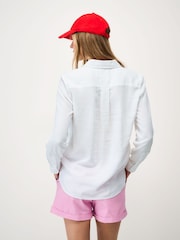 Crew Clothing White Relaxed Fit Linen Blend Shirt - Image 2 of 5