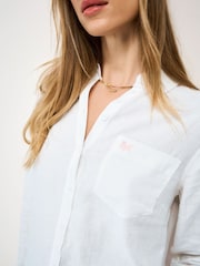 Crew Clothing White Relaxed Fit Linen Blend Shirt - Image 4 of 5