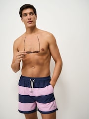Crew Clothing Pink Heritage Stripe Swim Shorts - Image 1 of 5