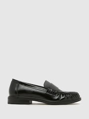 Schuh Black Lotion Ruched Loafers - Image 1 of 4