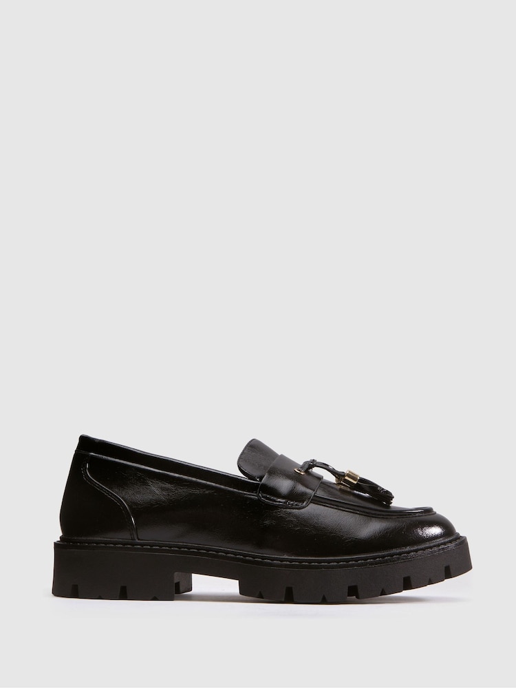 Schuh Black Livvy Tassel Loafers - Image 1 of 4 Schuh Black Livvy Tassel Loafers - Image 1 of 4