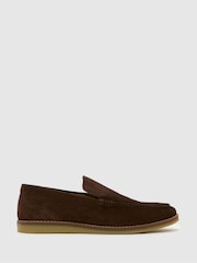 Schuh Brown Risk Suede Loafers - Image 1 of 4