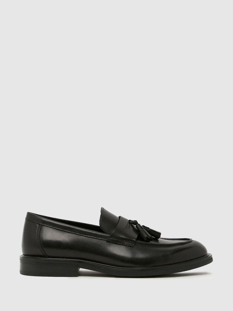 Schuh Black Rugby Leather Tassel Loafer - Image 1 of 4