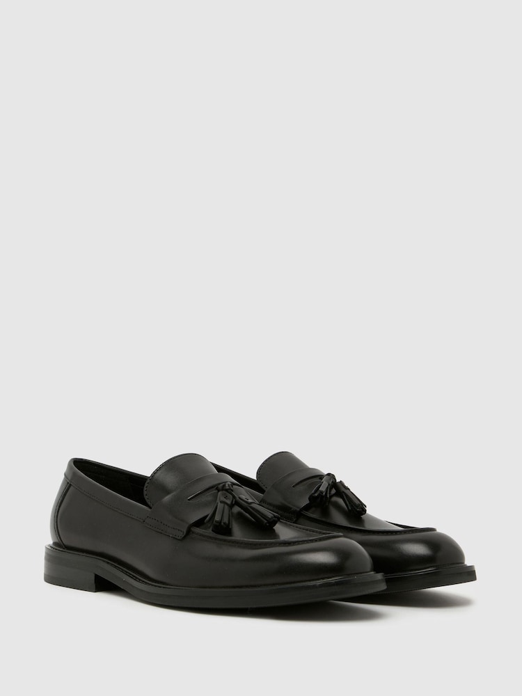 Schuh Black Rugby Leather Tassel Loafer - Image 2 of 4