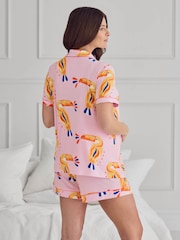 Chelsea Peers Pink Maternity Tencel™ Modal Toucan Print Short Pyjamas Set - Image 2 of 5