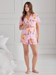 Chelsea Peers Pink Maternity Tencel™ Modal Toucan Print Short Pyjamas Set - Image 3 of 5