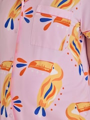 Chelsea Peers Pink Maternity Tencel™ Modal Toucan Print Short Pyjamas Set - Image 5 of 5