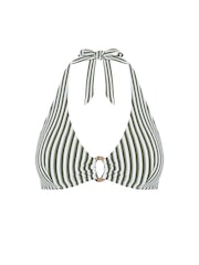 Chelsea Peers Green Crinkle Halterneck Stripe Bikini Top - Image 5 of 6