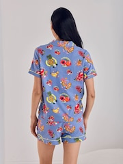 Chelsea Peers Blue Fruit Party Print Button Up Short Pyjamas Set - Image 2 of 6