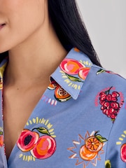 Chelsea Peers Blue Fruit Party Print Button Up Short Pyjamas Set - Image 5 of 6