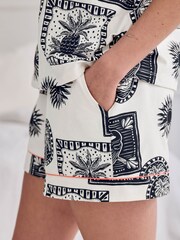 Chelsea Peers Natural Stamp & Tile Print Short Pyjamas Set - Image 6 of 6