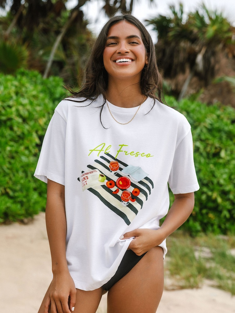 Chelsea Peers White Al Fresco Print T-Shirt - Image 1 of 4