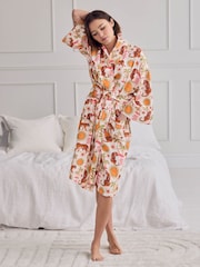 Chelsea Peers Natural Cheesecloth Siesta Tiger Print Dressing Gown - Image 3 of 6