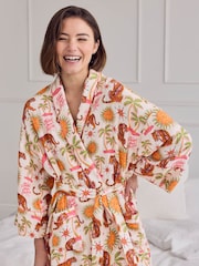 Chelsea Peers Natural Cheesecloth Siesta Tiger Print Dressing Gown - Image 4 of 6