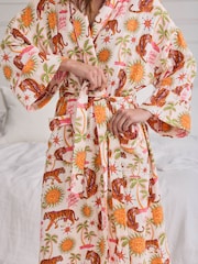 Chelsea Peers Natural Cheesecloth Siesta Tiger Print Dressing Gown - Image 5 of 6