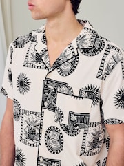 Chelsea Peers Natural Stamp & Tile Print Short Pyjamas Set - Image 5 of 6