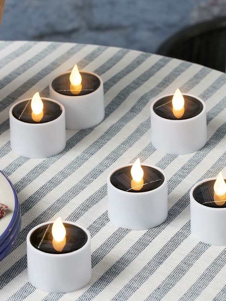 Lights4fun Set of 6 Ivory Solar LED Tealights - Image 2 of 2