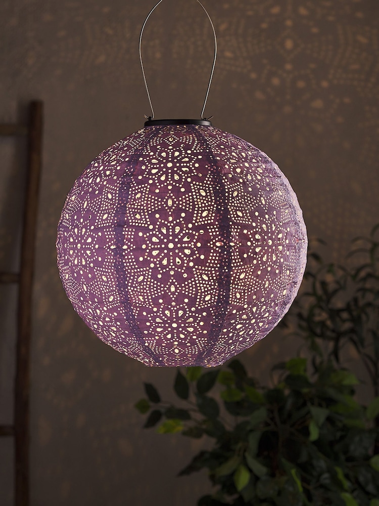 Lights4fun Purple Tyvek Purple Moroccan Hanging Solar Lantern - Image 1 of 2 Lights4fun Purple Tyvek Purple Moroccan Hanging Solar Lantern - Image 1 of 2