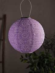 Lights4fun Purple Tyvek Purple Moroccan Hanging Solar Lantern - Image 2 of 2