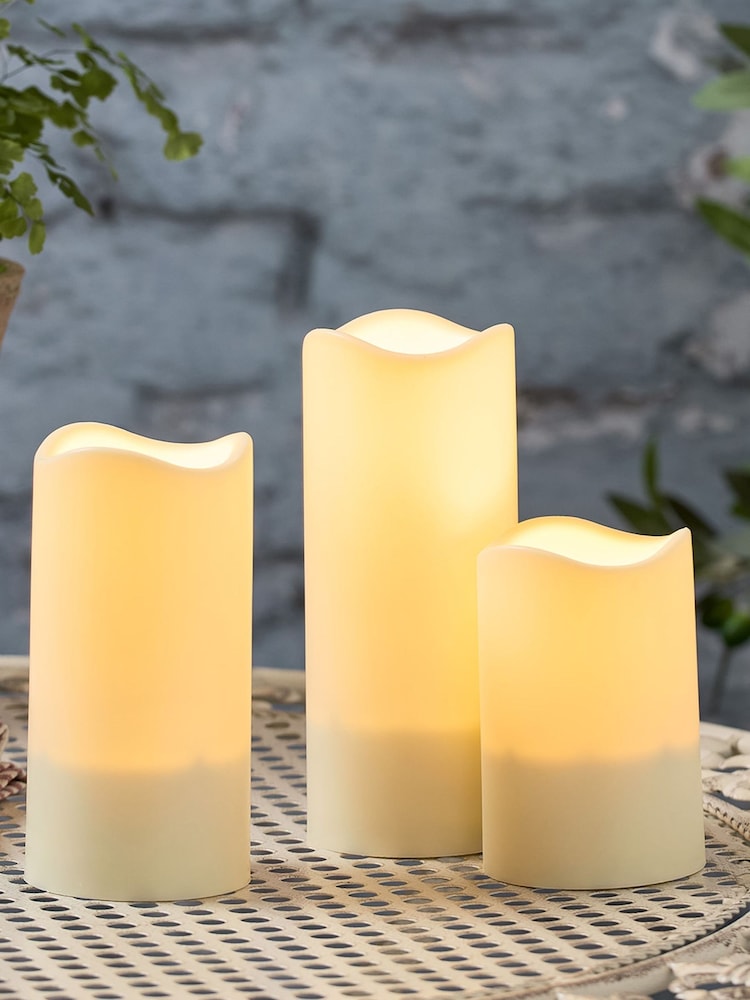 Lights4fun Set of 3 Ivory Solar Powered LED Candles - Image 2 of 2