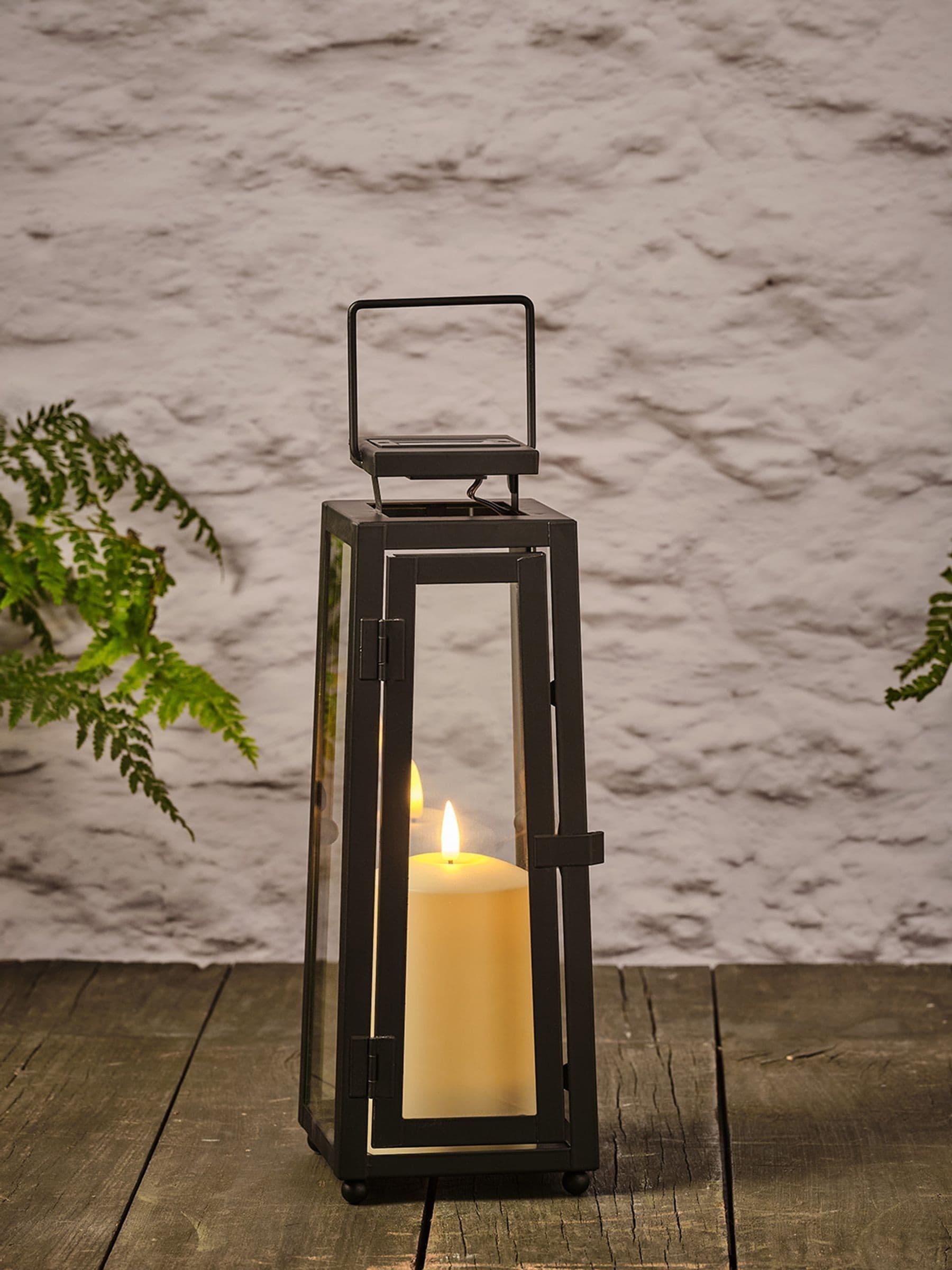 Buy Lights4fun Black Porto Solar Garden Lantern with TruGlow