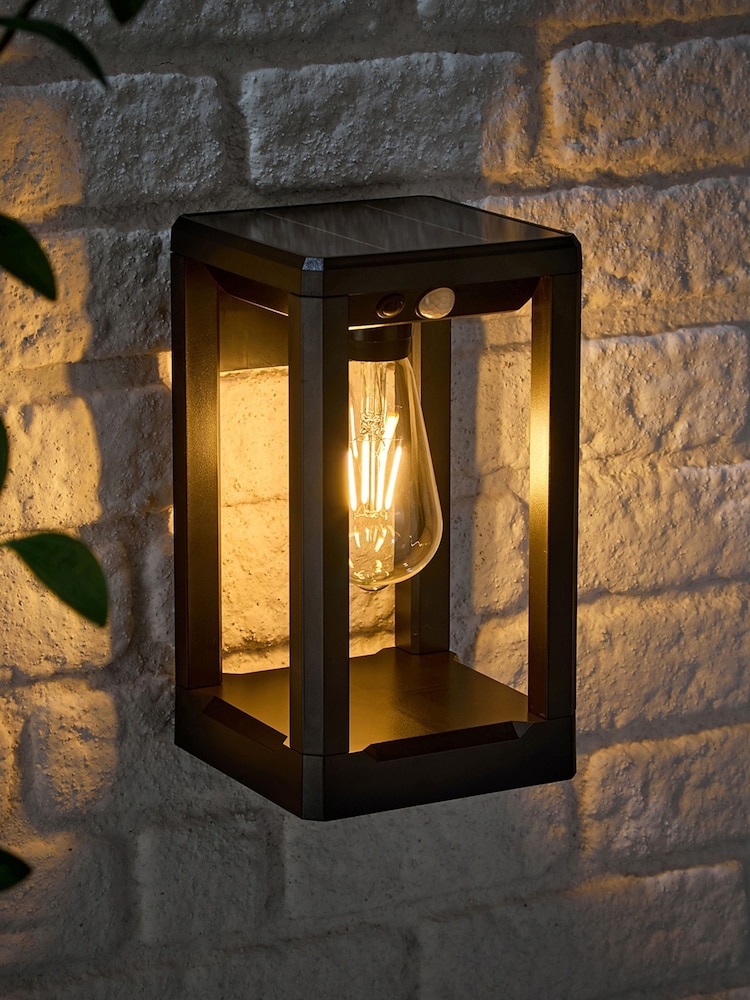 Lights4fun Black Solar Outdoor Wall Light with Sensor - Image 1 of 5