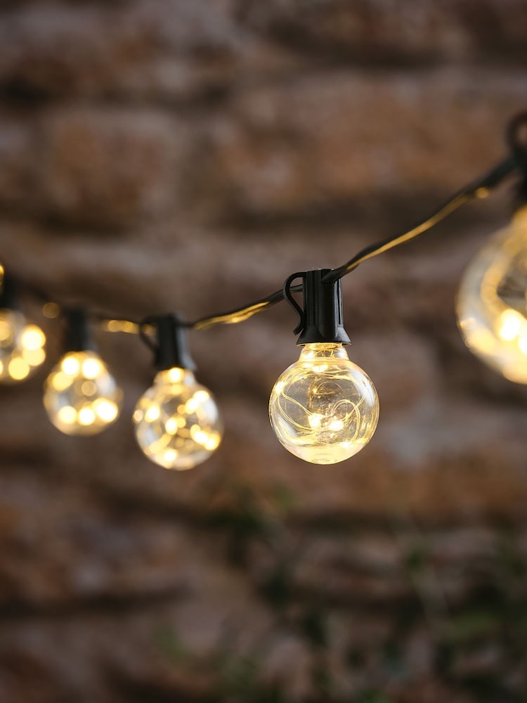 Lights4fun Black Micro LED Solar Powered Festoon Lights 30cm - Image 1 of 4