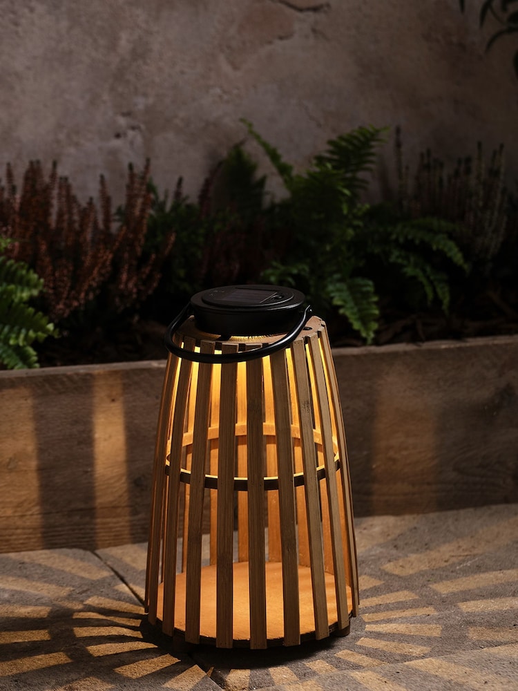 Lights4fun Bamboo Solar Table Lamp - Image 1 of 5