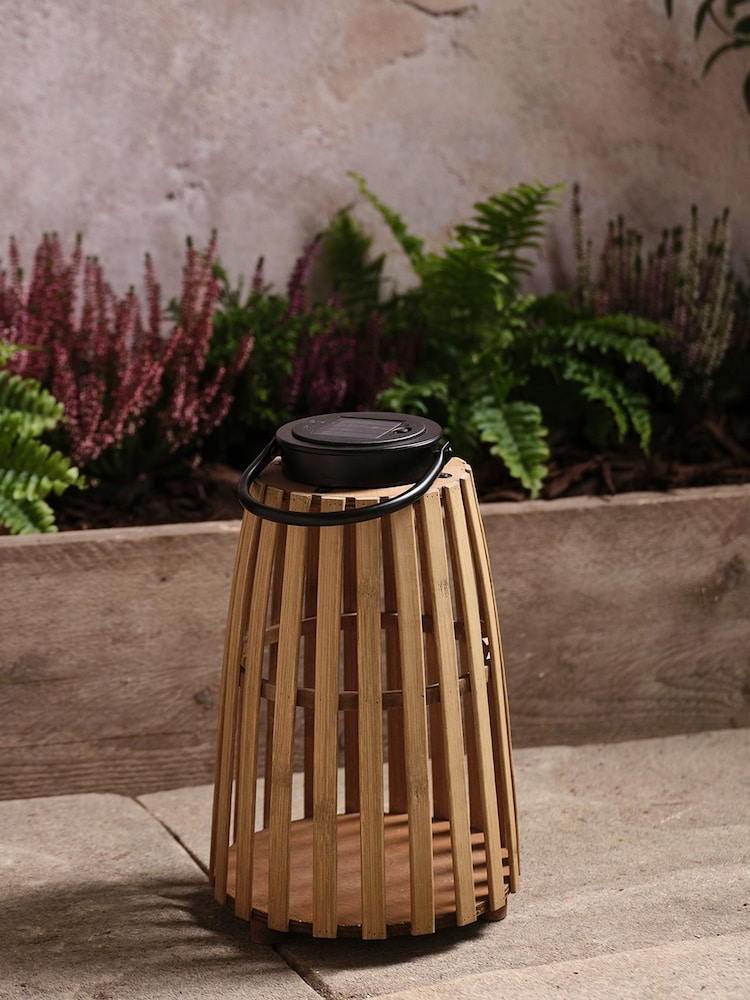 Lights4fun Bamboo Solar Table Lamp - Image 2 of 5