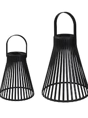 Lights4fun Black Regular and Large Black Slatted Lantern Bundle - Image 1 of 1
