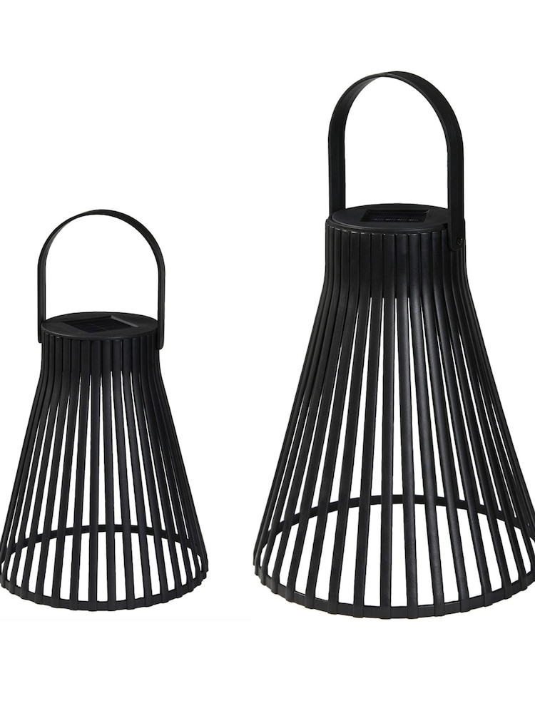 Lights4fun Black Regular and Large Black Slatted Lantern Bundle - Image 1 of 1