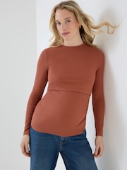 JoJo Maman Bébé 2 Pack Long Sleeve Ribbed Crew Neck Nursing Top - Bild 5 von 10