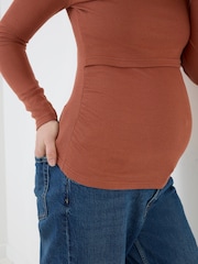 JoJo Maman Bébé 2 Pack Long Sleeve Ribbed Crew Neck Nursing Top - Bild 9 von 10