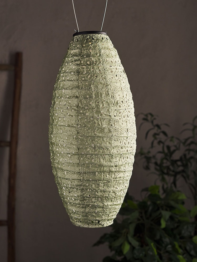 Lights4fun Green Tyvek Green Moroccan Hanging Solar Lantern - Image 2 of 4
