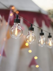 Lights4fun Black 20 Warm White Vintage Style Solar Festoon Lights - Image 1 of 6