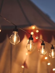 Lights4fun Black 20 Warm White Vintage Style Solar Festoon Lights - Image 3 of 6