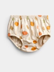 JoJo Maman Bébé Oatmeal Pumpkin Collared Printed Baby Dress & Knicker Set - Image 4 of 7
